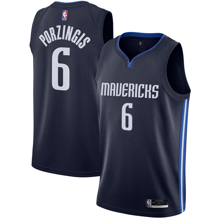 Kristaps Porzingis Dallas Mavericks #66 Youth 8-20 Navy Statement Edition Swingman Jersey (8)