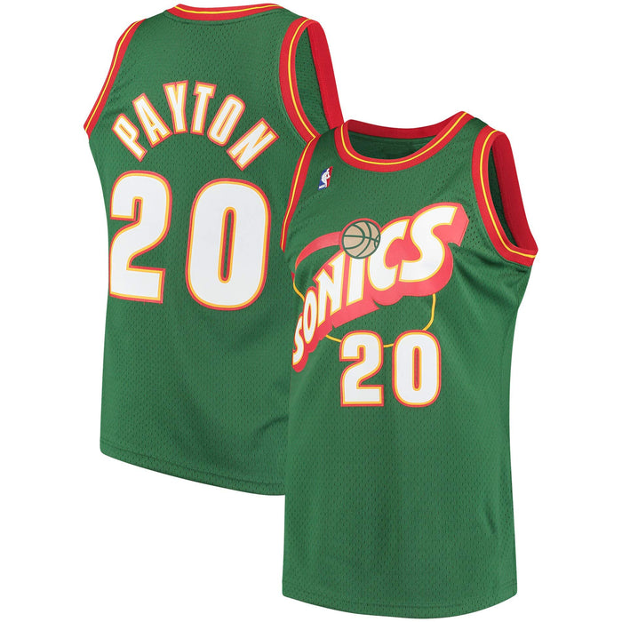 Gary Payton Seattle Supersonics #20 Green Red Youth 8-20 Soul Hardwood Classic Swingman Jersey (8)