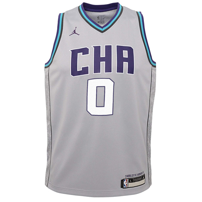 Outerstuff Miles Bridges Charlotte Hornets #0 Youth 8-20 Gray City Edition Swingman Jersey (18-20)