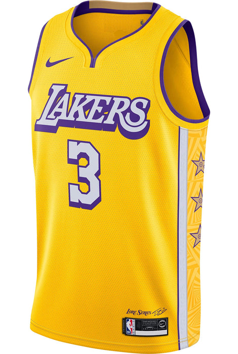 Outerstuff Anthony Davis Los Angeles Lakers #3 Youth City Edition Swingman Jersey Gold (Youth Small 8)