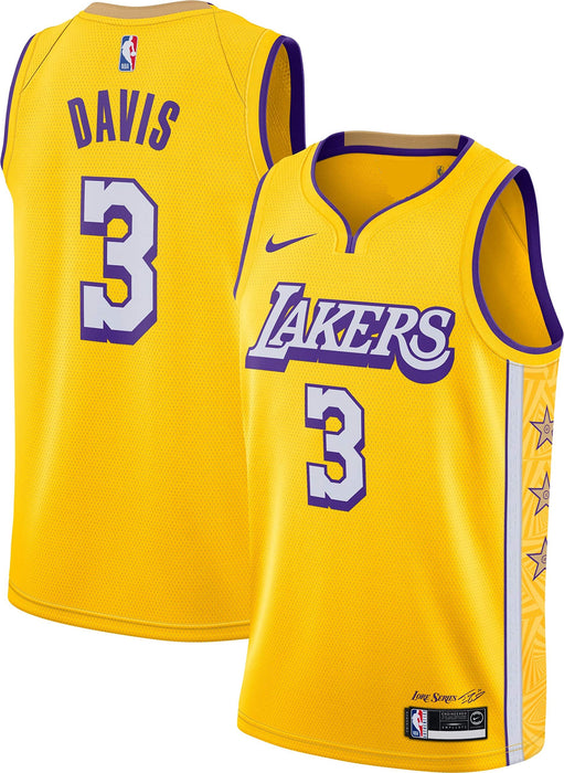 Outerstuff Anthony Davis Los Angeles Lakers #3 Youth City Edition Swingman Jersey Gold (Youth Small 8)